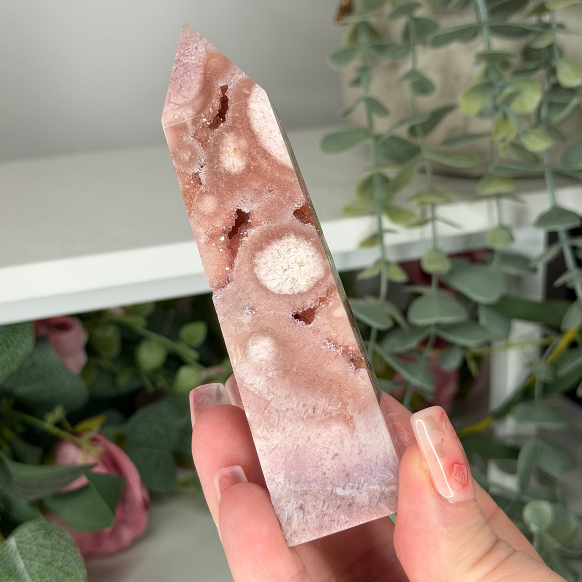 Pink Anethyst With Flower Agate E
