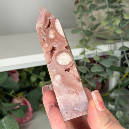 Pink Anethyst With Flower Agate E