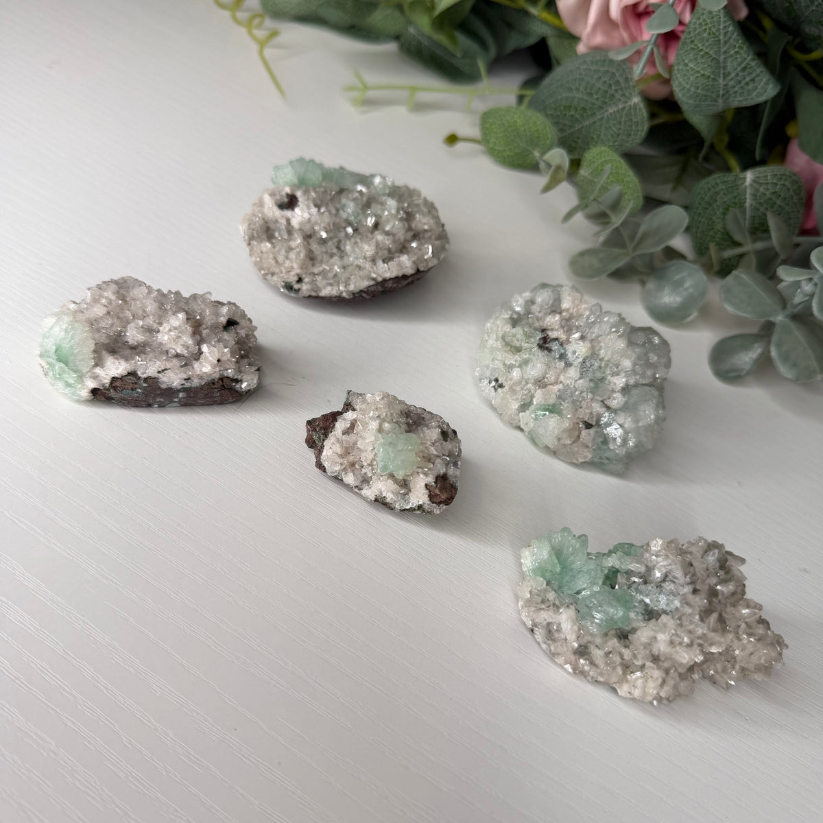 Green Apophyllite With Heulandite & Stilbite
