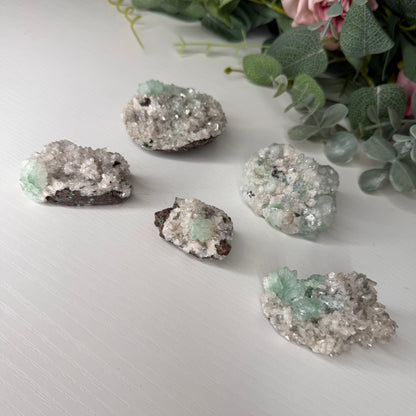 Green Apophyllite With Heulandite & Stilbite