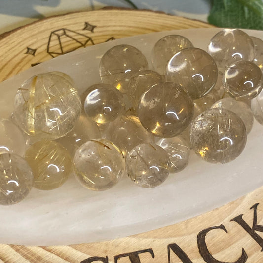 High Quality Golden Rutile in Quartz Mini Sphere (Intuitively Chosen)