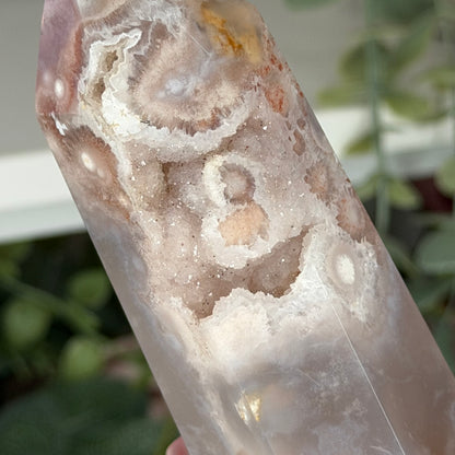 Pink Amethyst With Flower Agate Tower F
