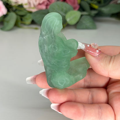 Green Fluorite Mum & Baby Carving