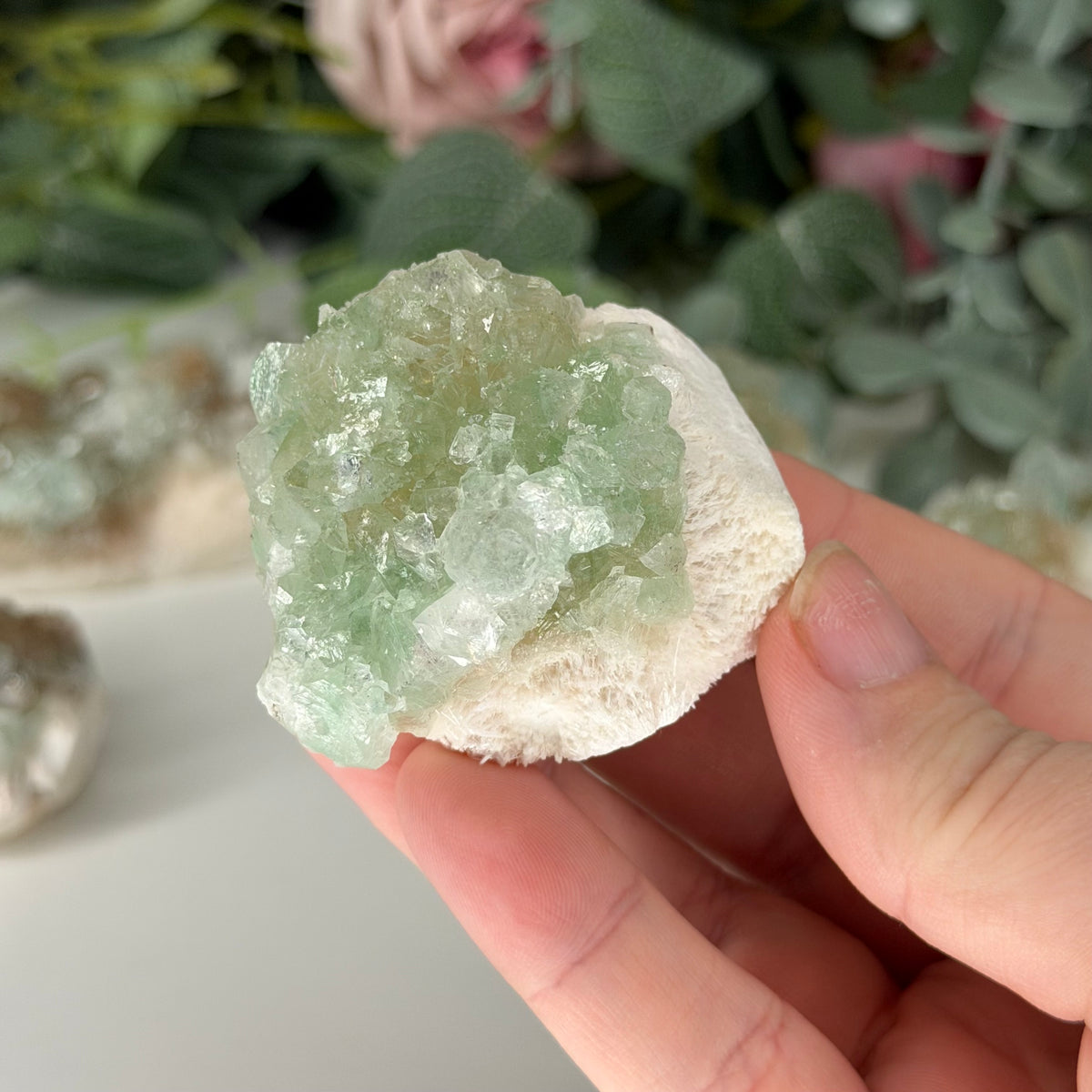 Green & Orange Apophyllite On Mordenite