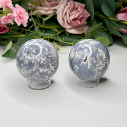 Blue Plume Agate Spheres