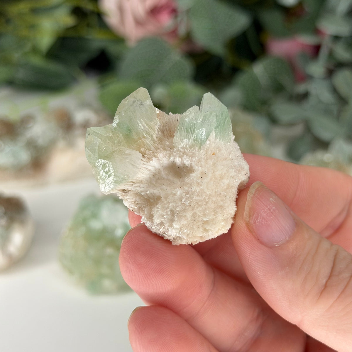 Green & Orange Apophyllite On Mordenite
