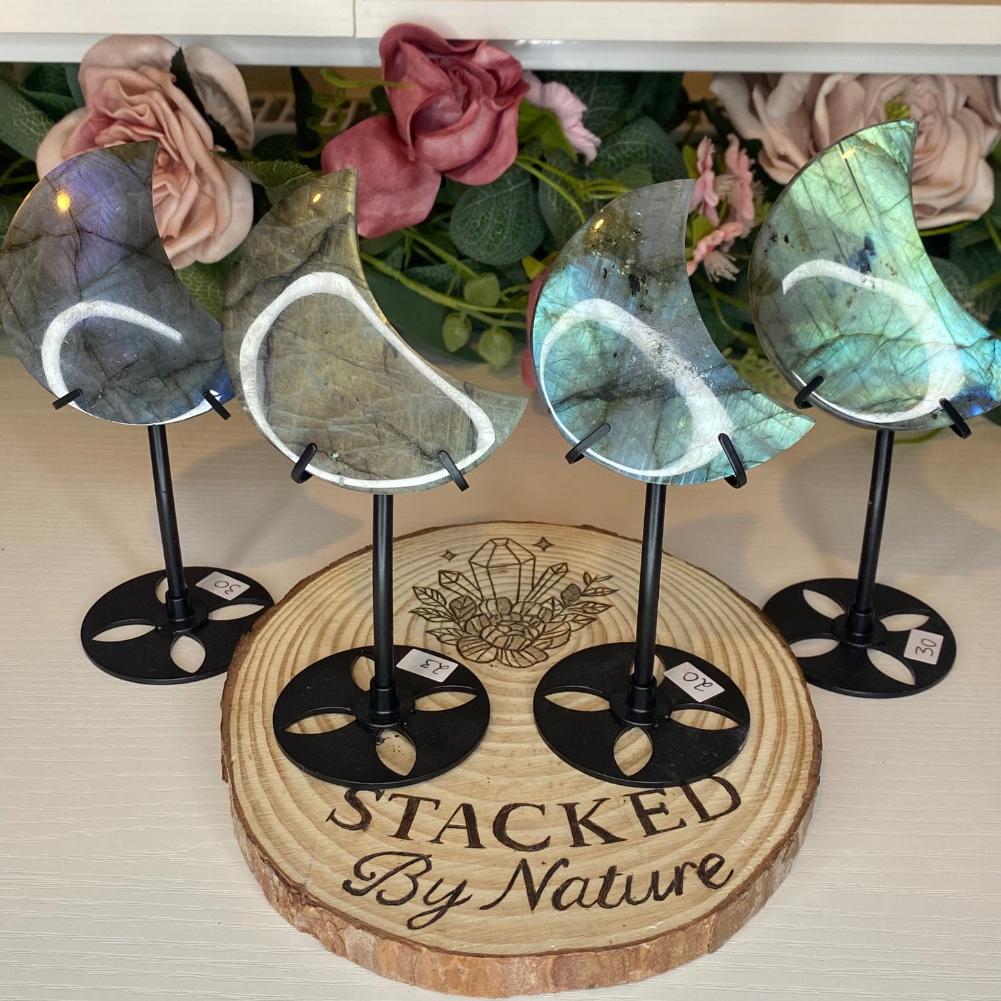 Labradorite Moons on Stands