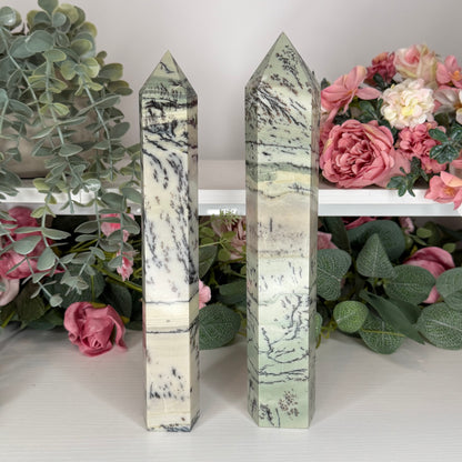 Green Dendritic Picture Jasper Statement Towers