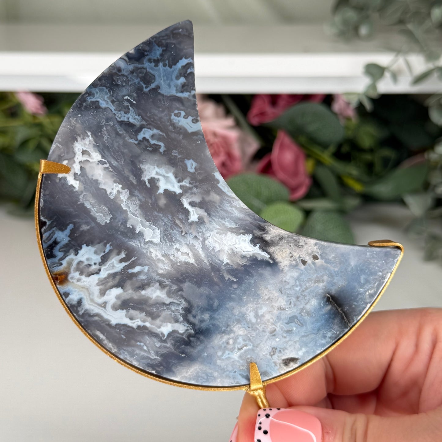 Blue Plume Agate Moon B