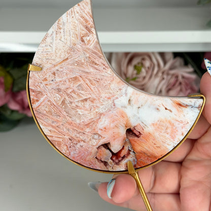 Pink Stick Agate Moon B