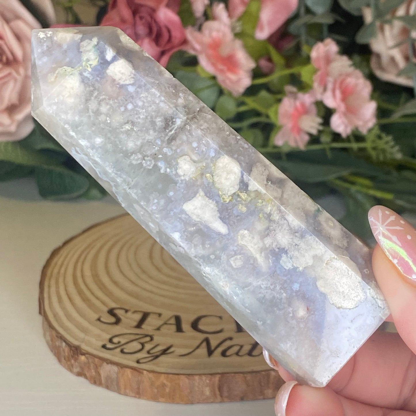 Flower Agate with Green Quartz Towers