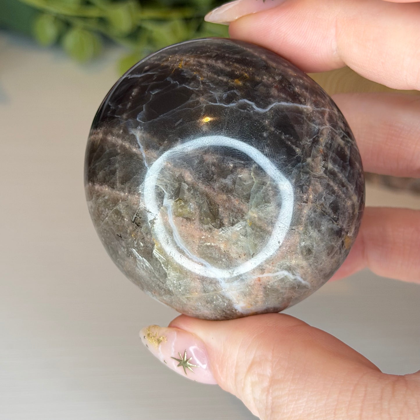 Chunky Black Moonstone Palmstones