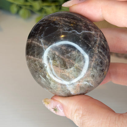 Chunky Black Moonstone Palmstones
