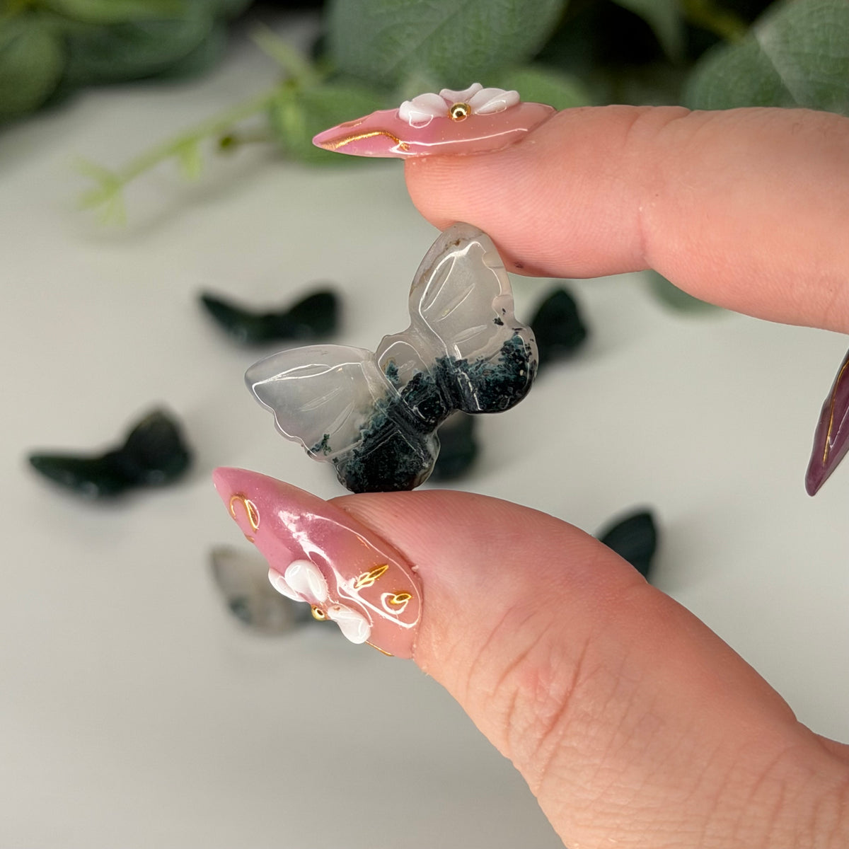 Mini Moss Agate Butterfly