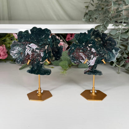 Green Jasper Tree Carving On Stand