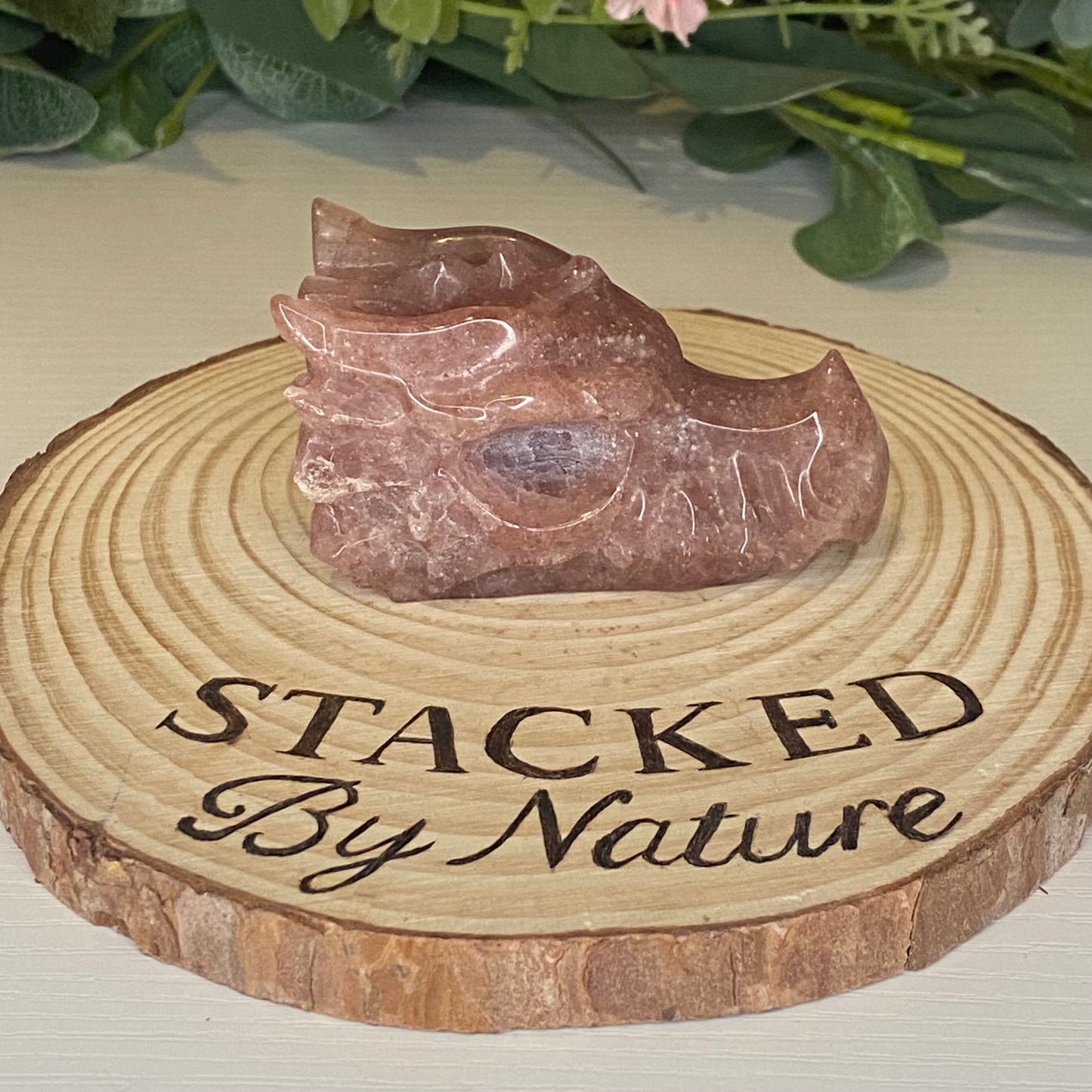 Strawberry Quartz Dragon Head