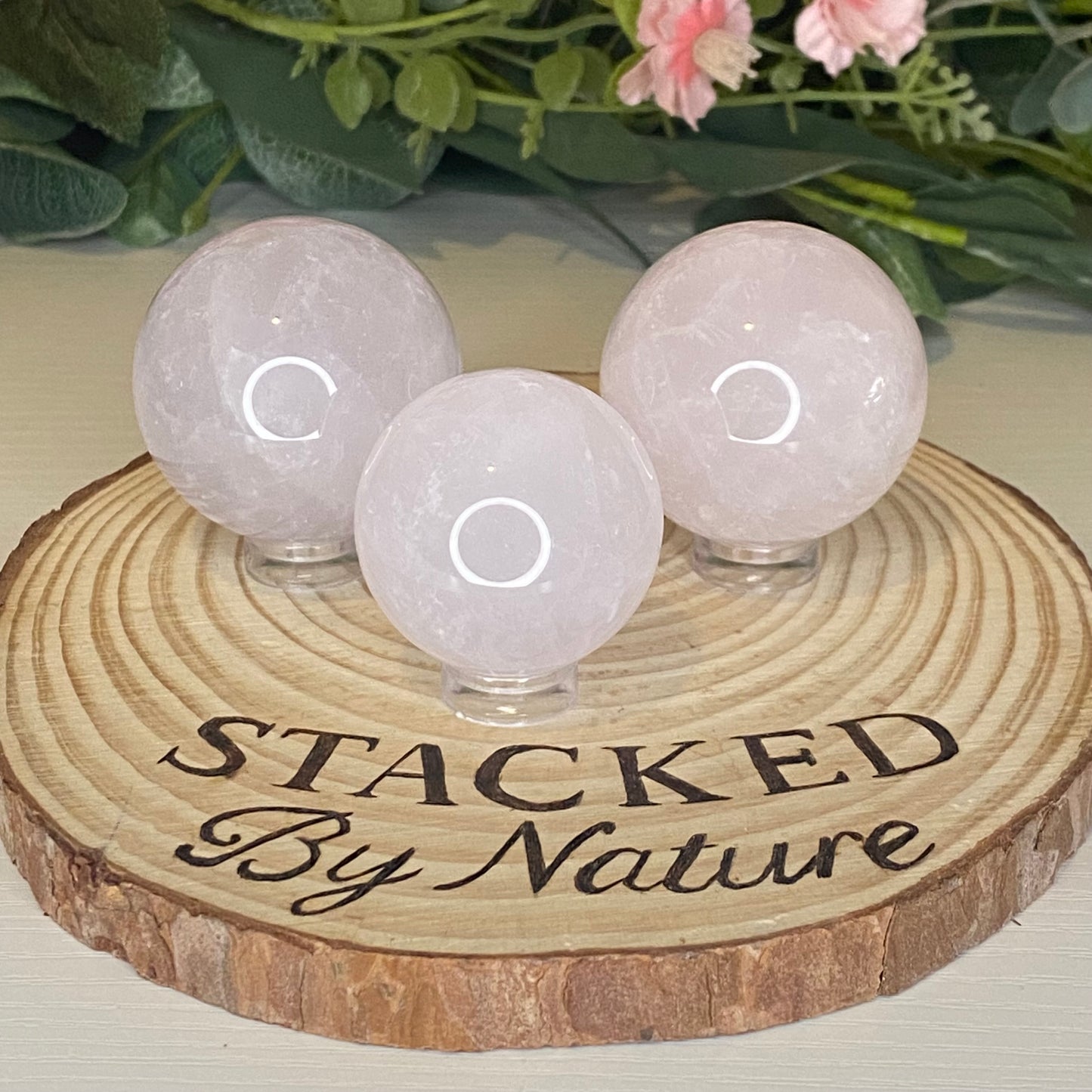 Periwinkle Rose Quartz Spheres