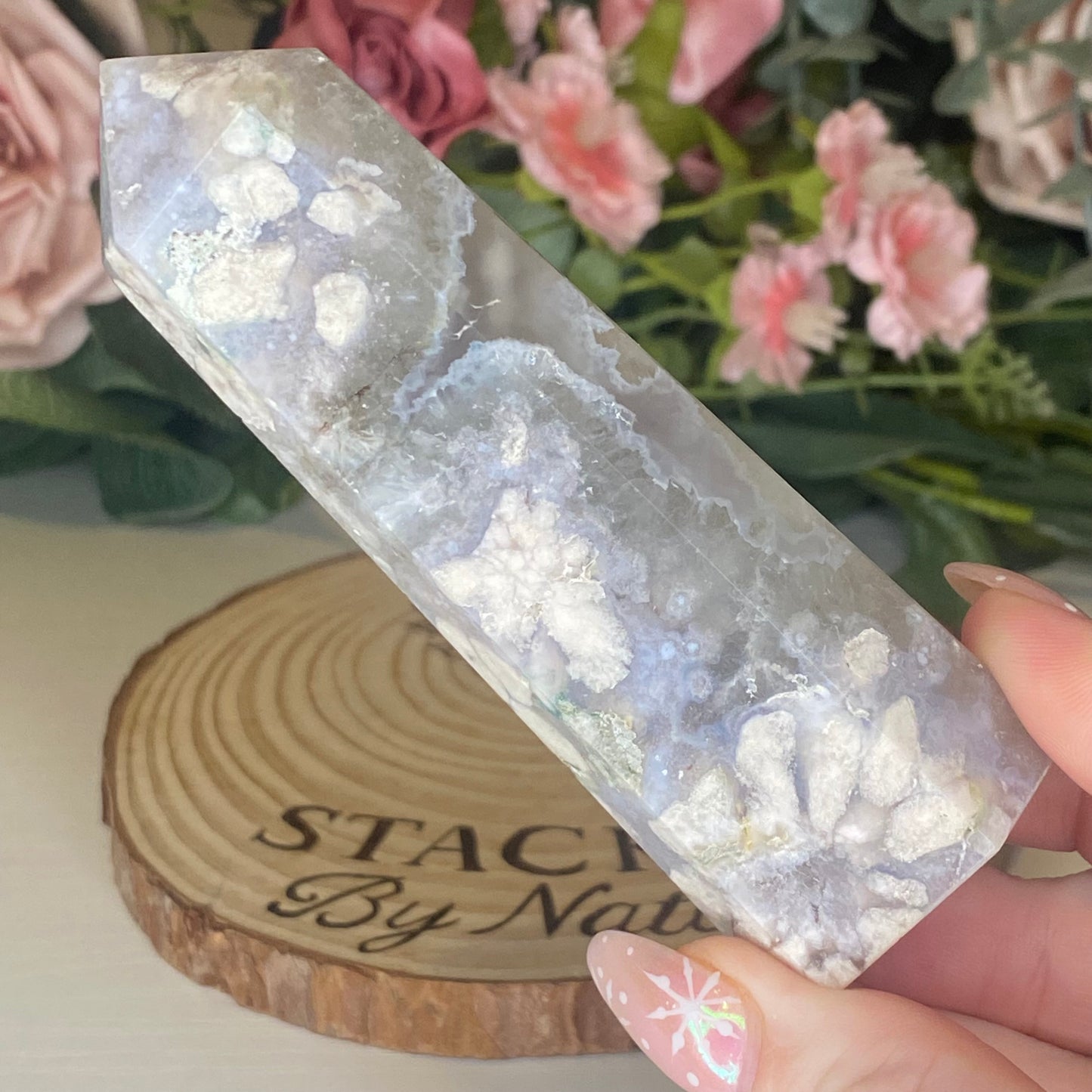 Flower Agate with Green Quartz Towers