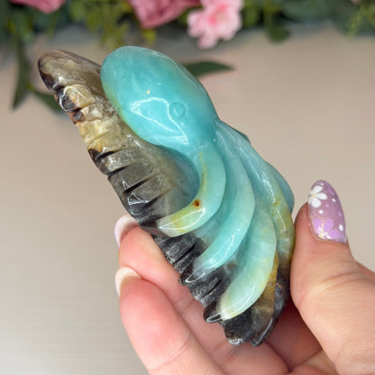 Amazonite Octopus Carving