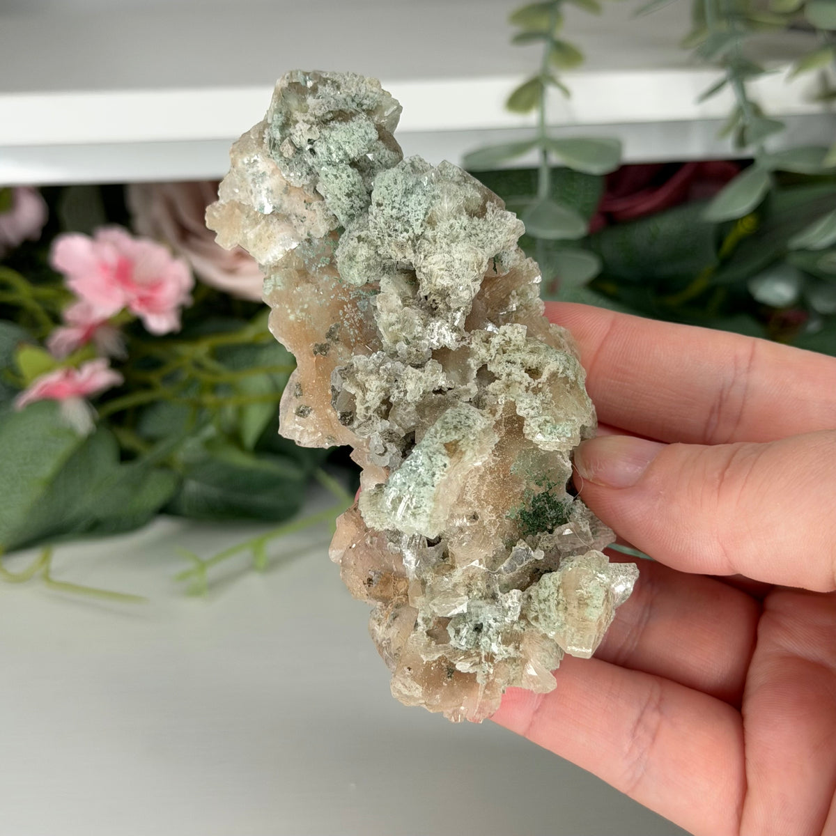 Champagne Heulandite With Celadonite