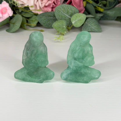 Green Fluorite Mum & Baby Carving