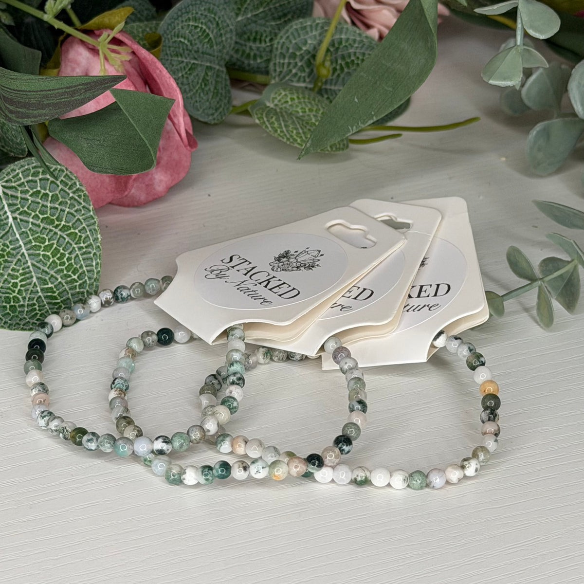 Moss Agate Bracelet (4mm)