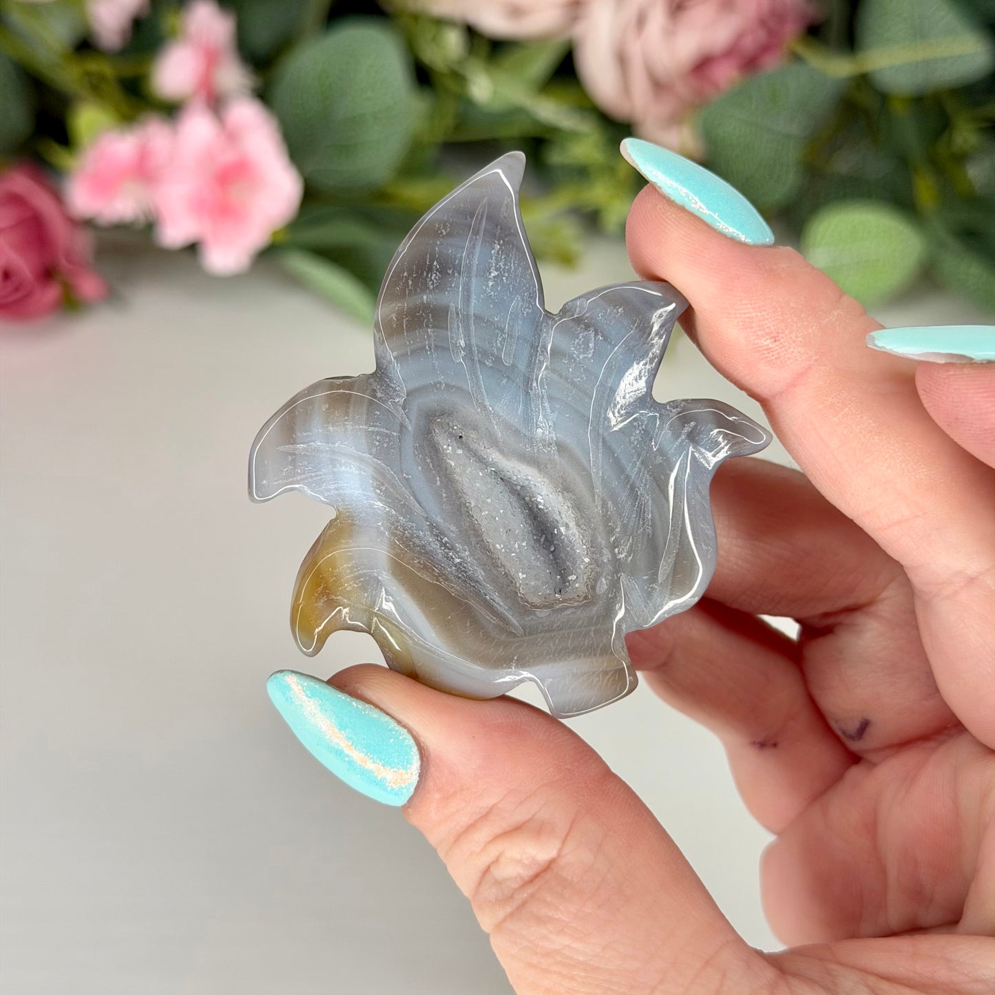 Druzy Agate Leaf