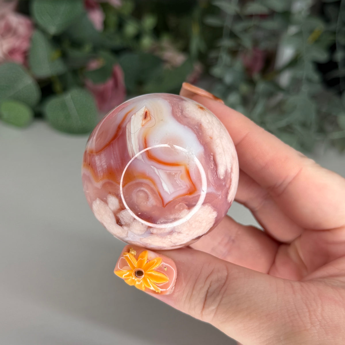 Carnelian Flower Agate Sphere C