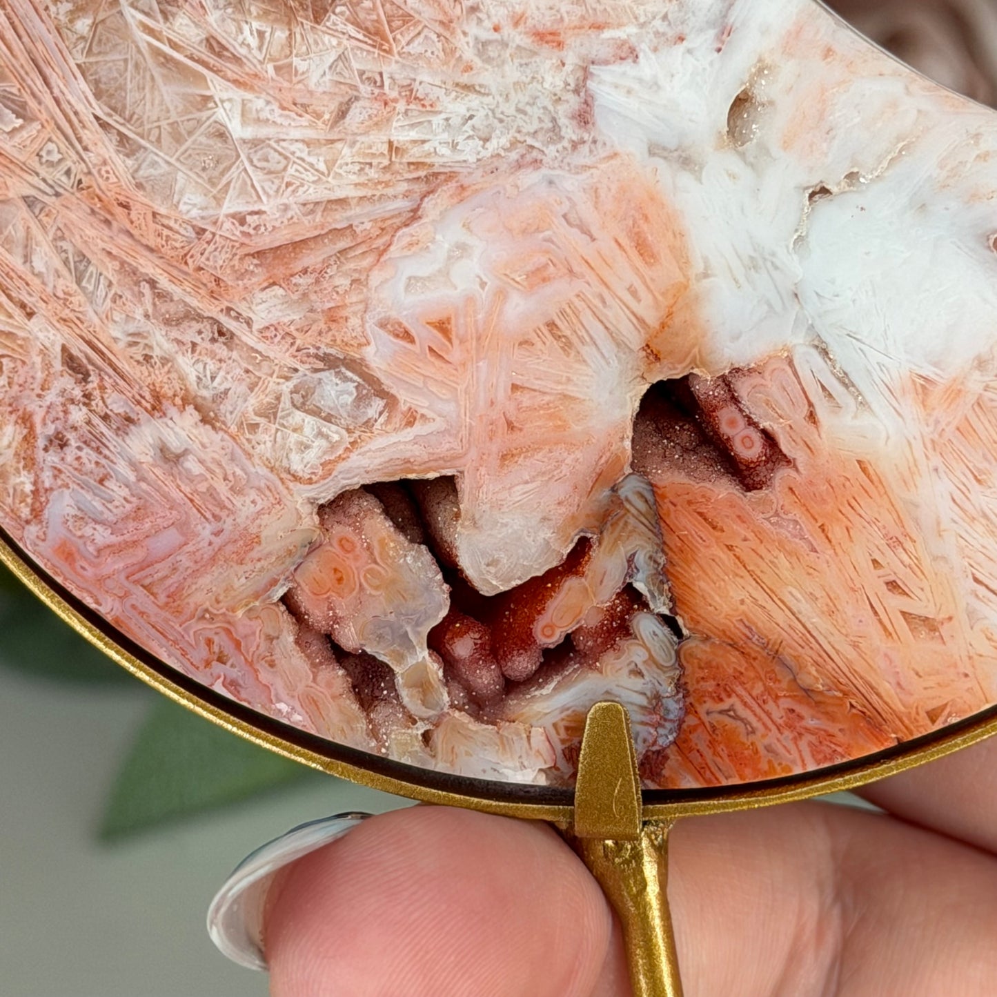 Pink Stick Agate Moon B