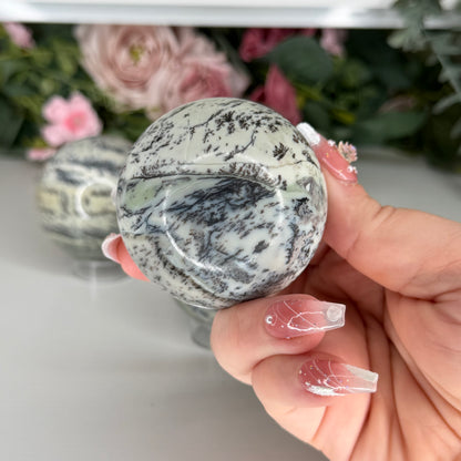 Dendritic Green Picture Jasper Spheres