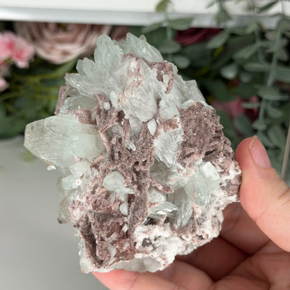 Green Apophyllite With Pink Chalcedony W