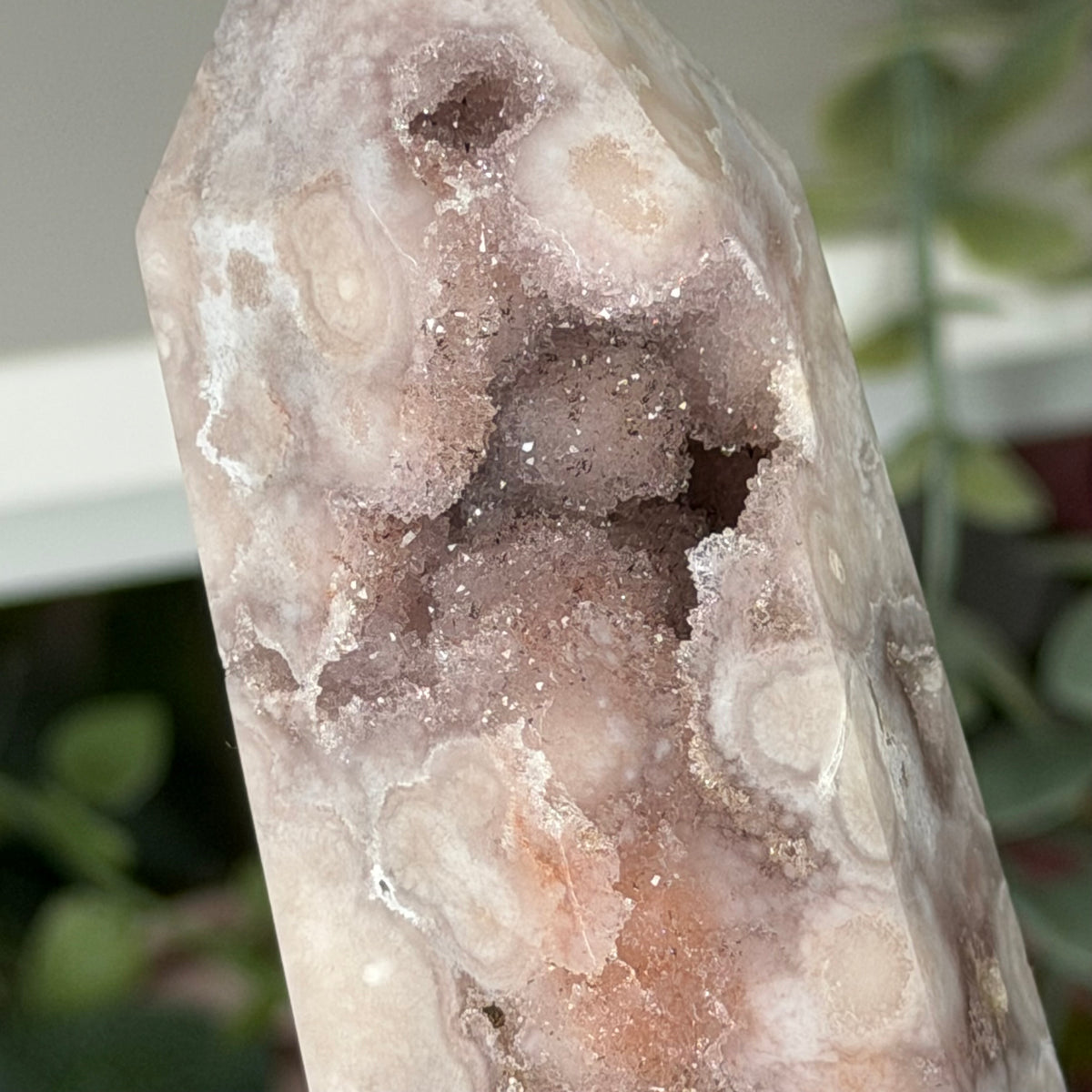 Pink Amethyst With Flower Agate Tower B