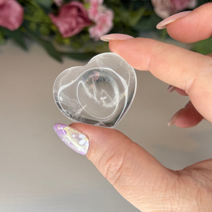 Clear Quartz Heart Shaped Worry Stones (Intuitively Chosen)