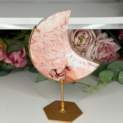 Pink Stick Agate Moon B