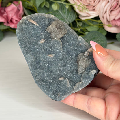Blue Chalcedony With Stilbite & Calcite 269g