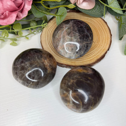 Chunky Black Moonstone Palmstones