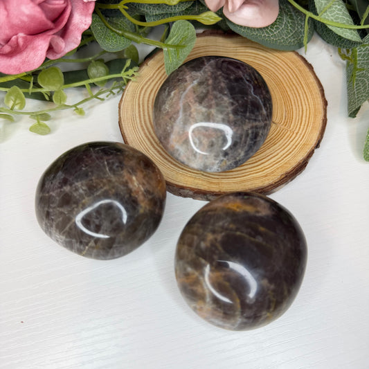 Chunky Black Moonstone Palmstones