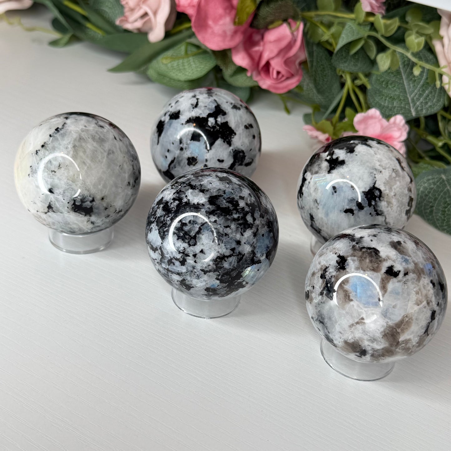 Rainbow Moonstone Spheres