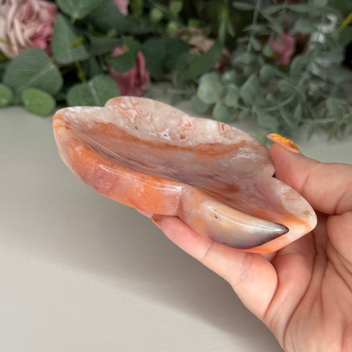 Carnelian Flower Agate Dish C