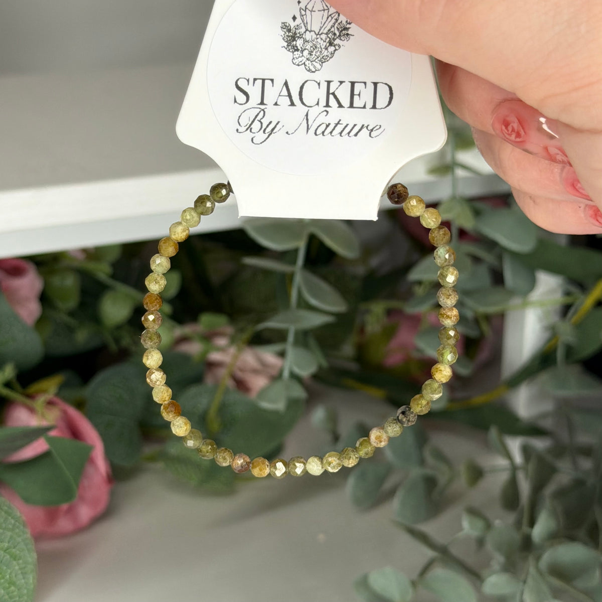 Green Garnet Faceted Bracelet (4mm)