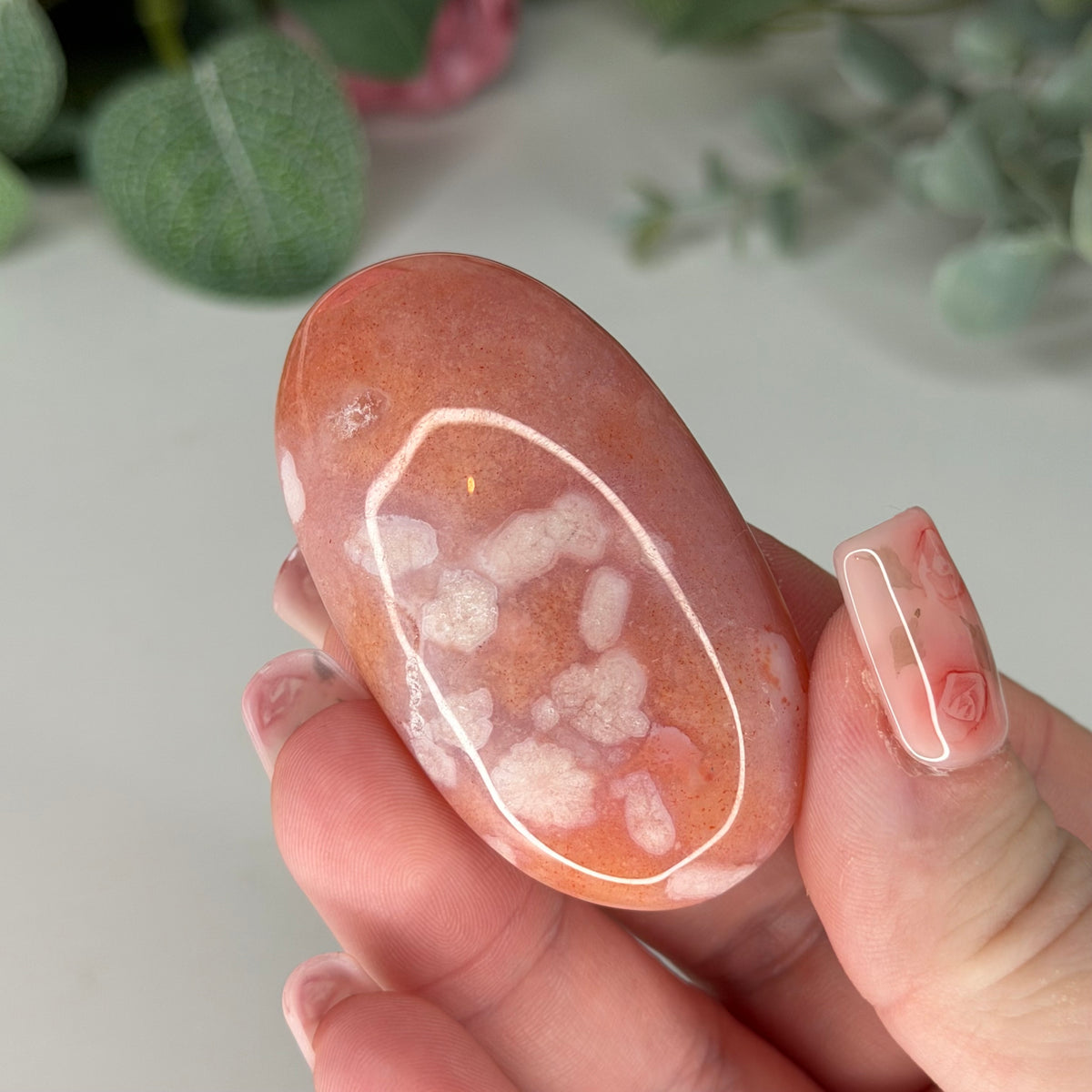 Carnelian Flower Agate Palmstone