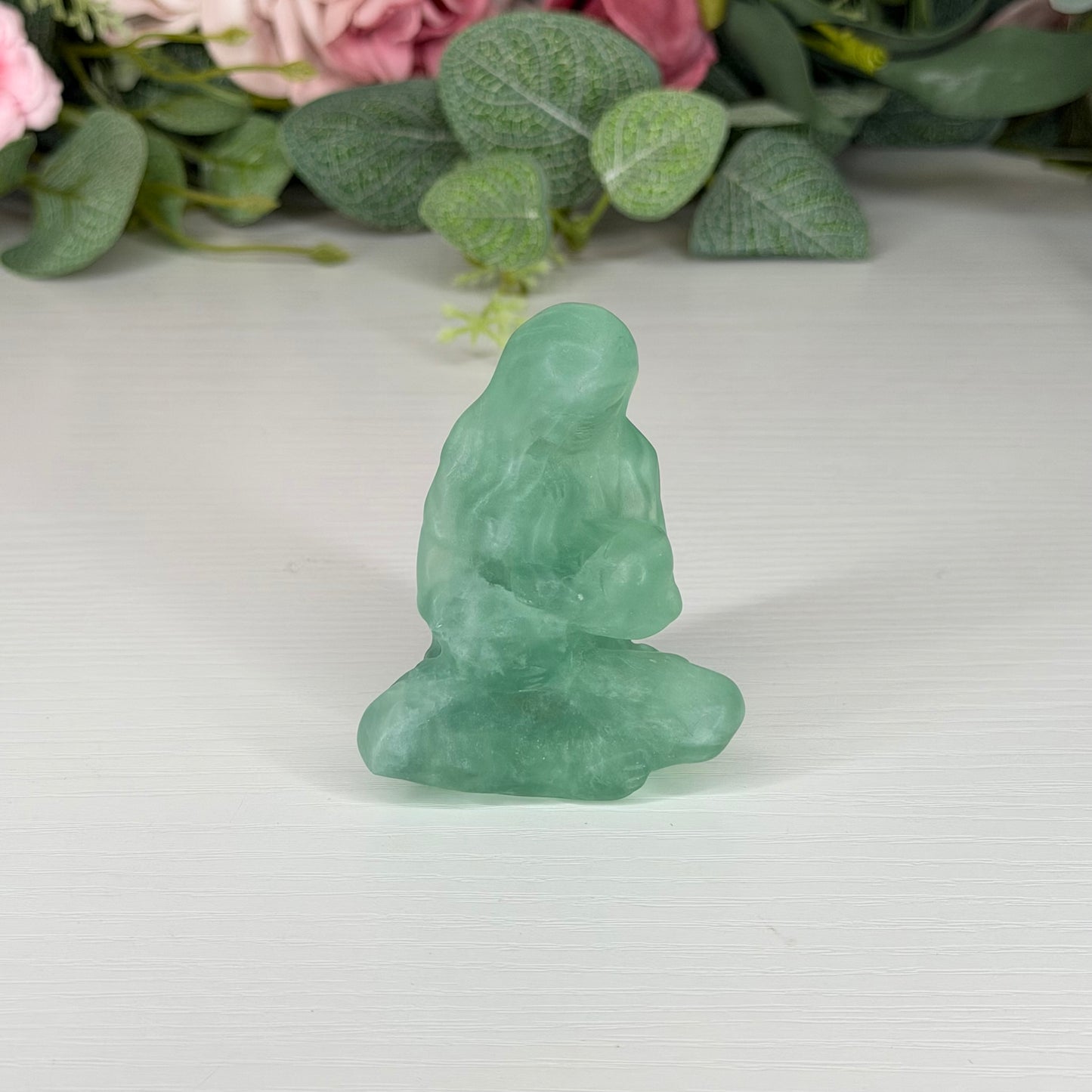 Green Fluorite Mum & Baby Carving