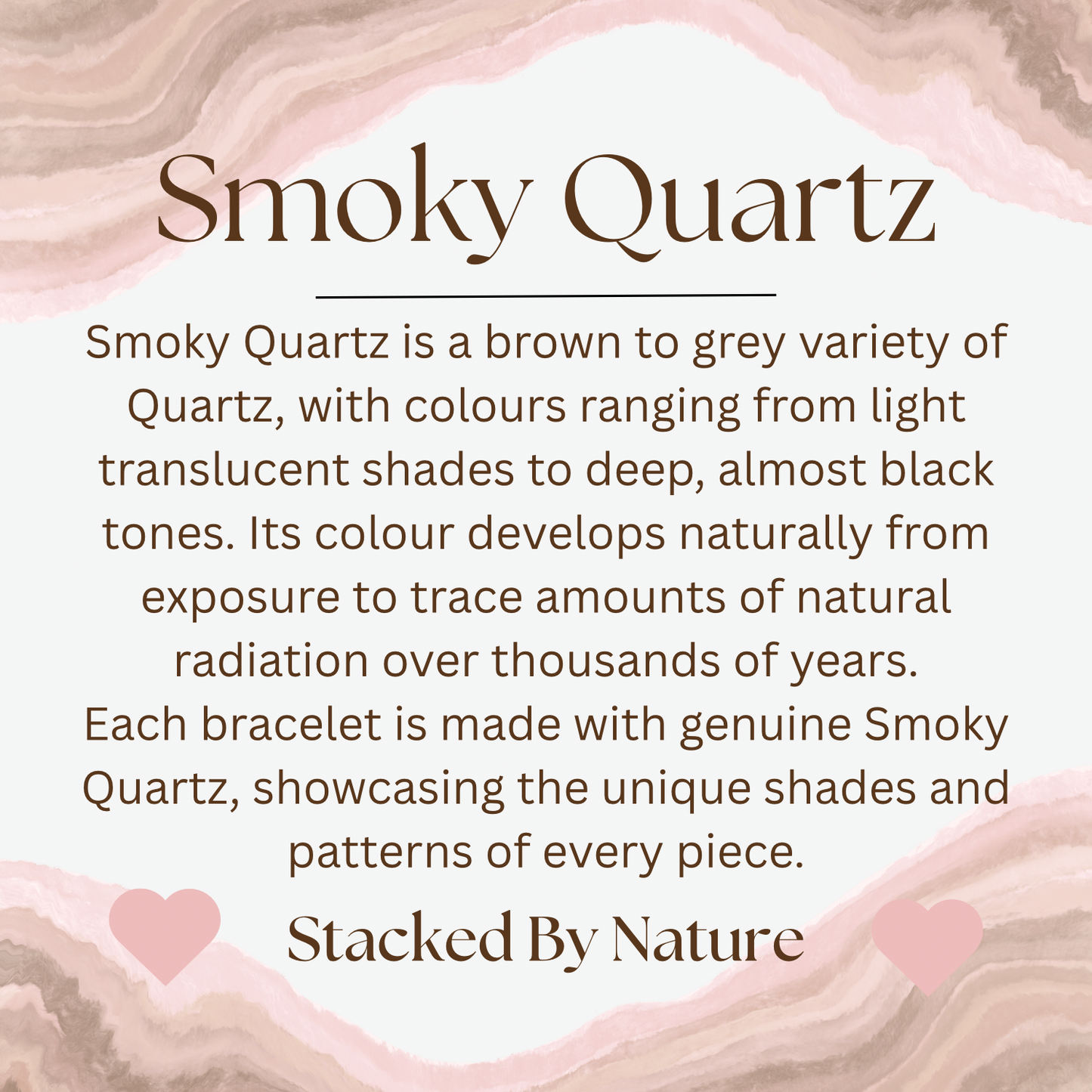 Smokey Quartz Bracelet with Heart Charm (6mm)