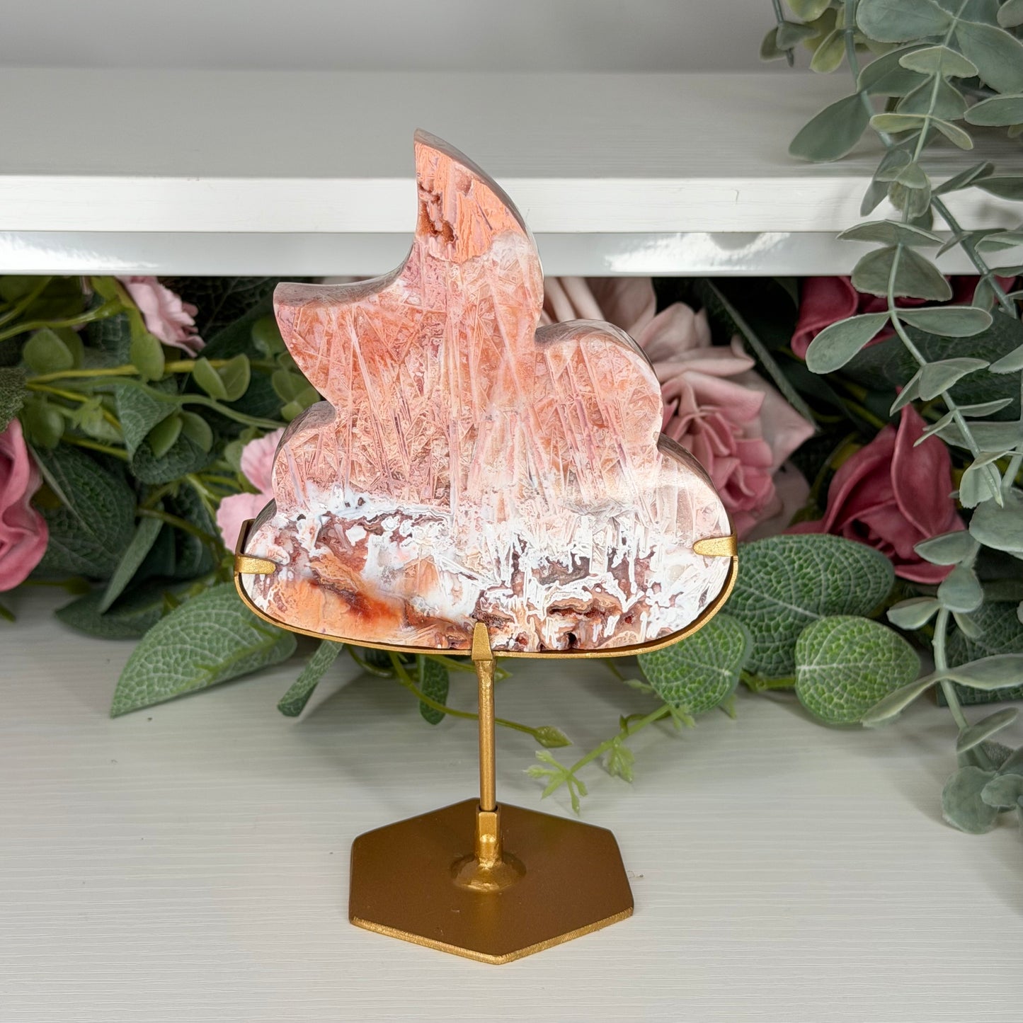 Pink Stick Agate Cloud With Moon A