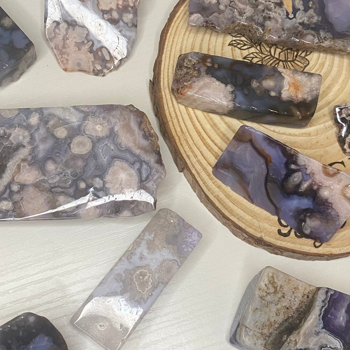 Blue Flower Agate Freeforms