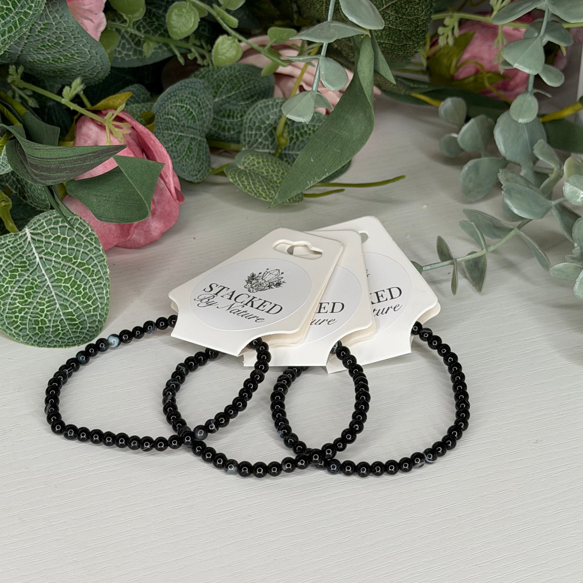 Black Agate Bracelet (4mm)