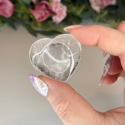 Clear Quartz Heart Shaped Worry Stones (Intuitively Chosen)