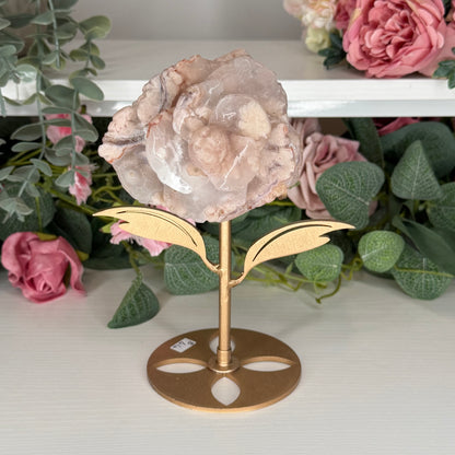 Flower Agate Rose On A Custom Stand