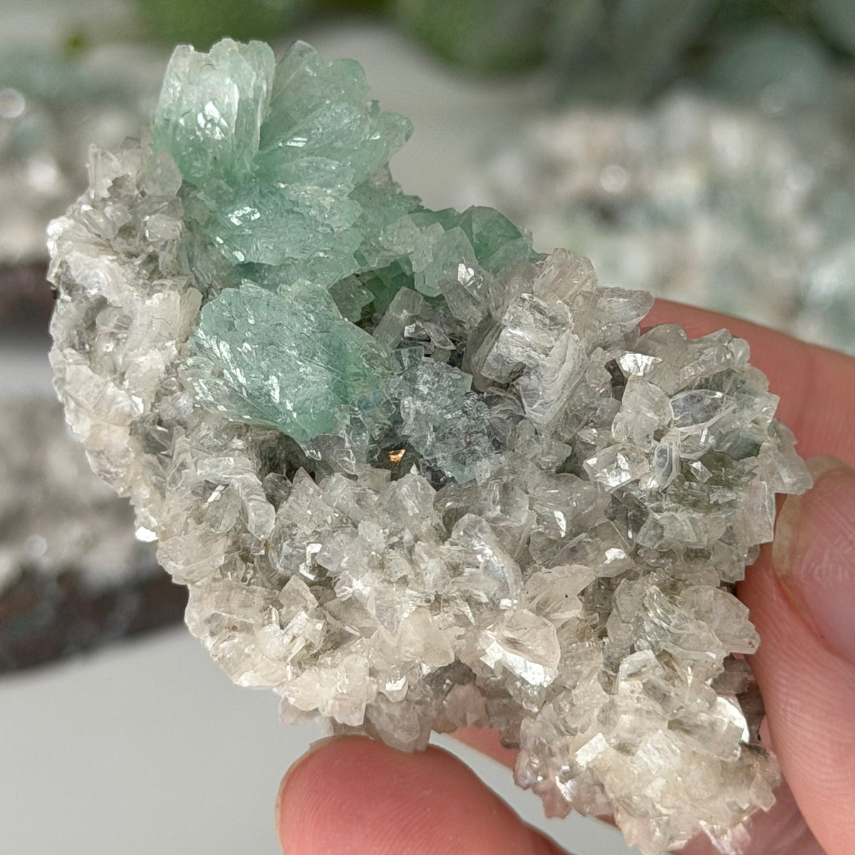Green Apophyllite With Heulandite & Stilbite