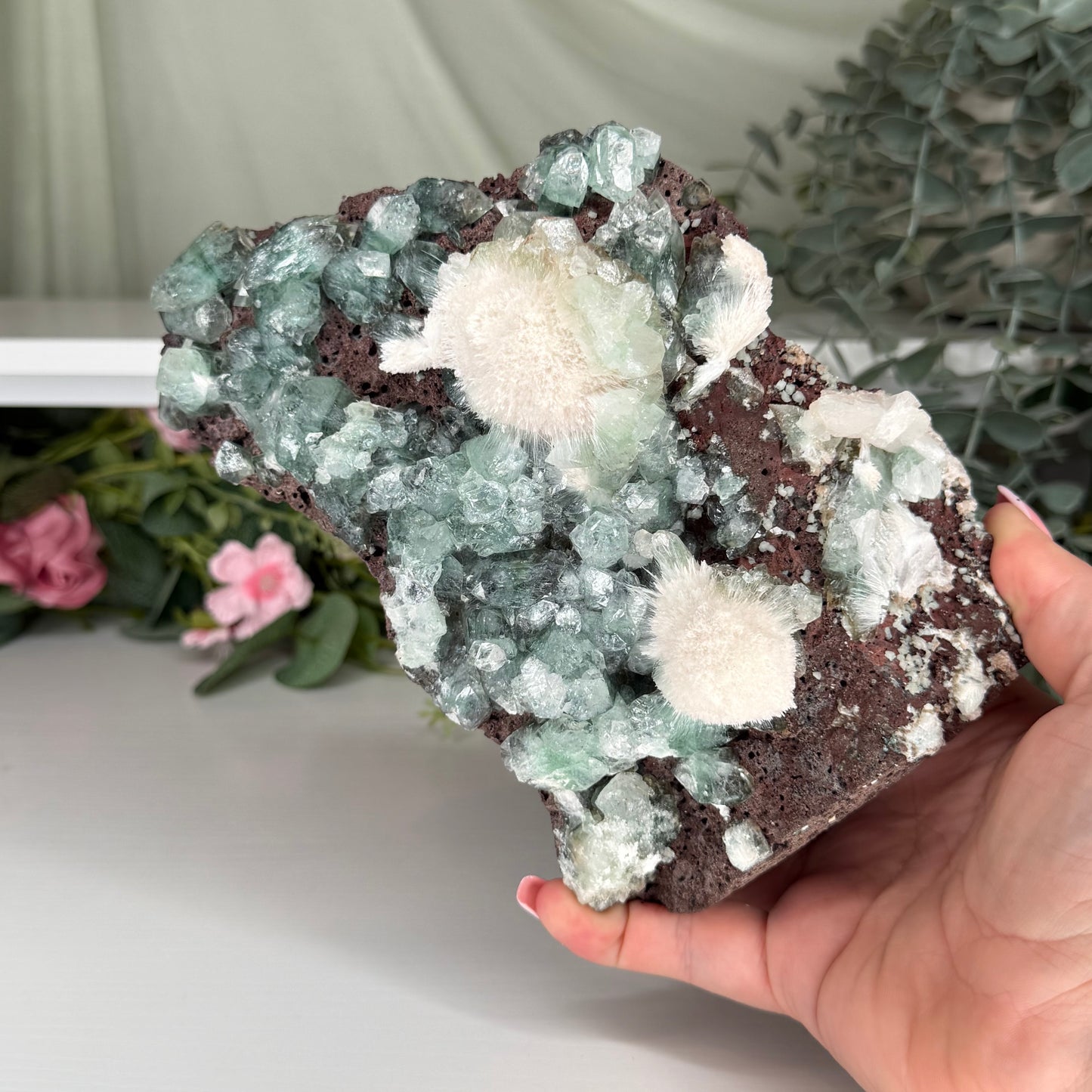 Green Apophyllite With Mordenite (1204g)